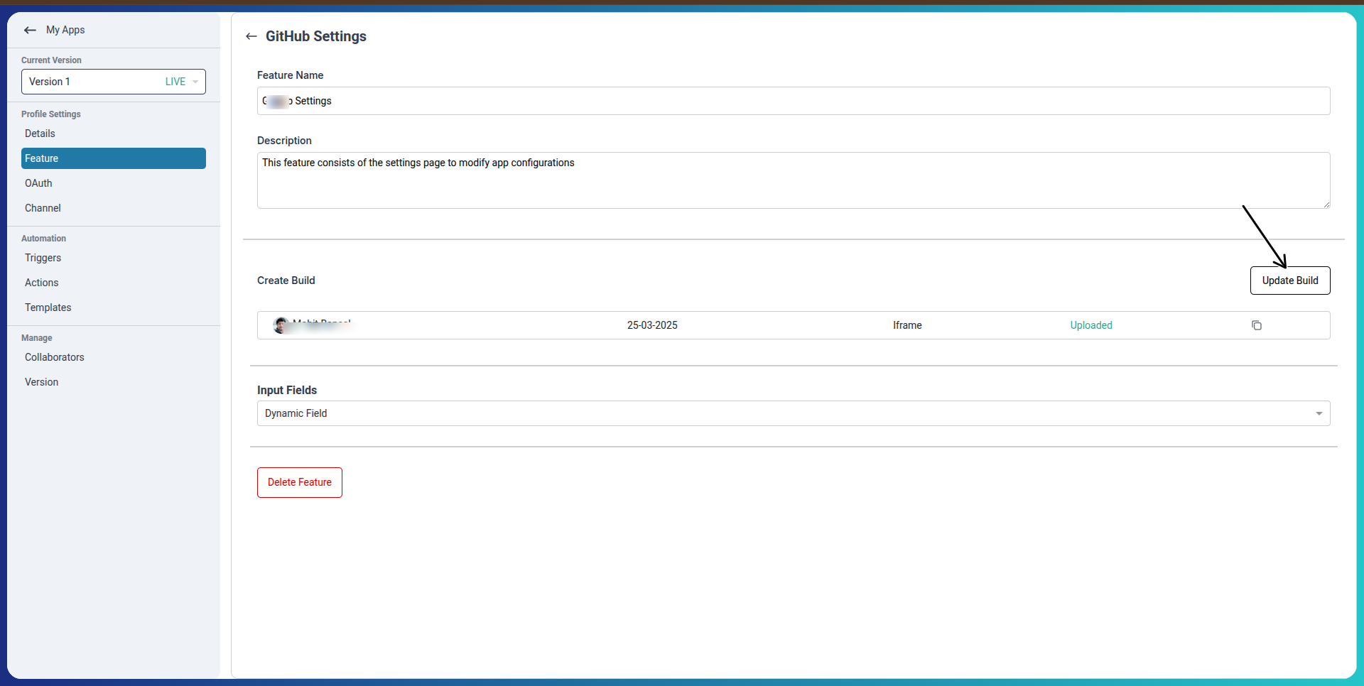 Uploading UI Build