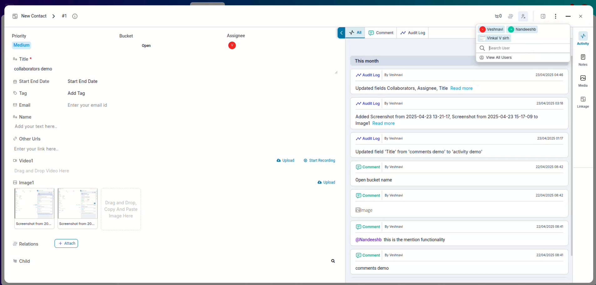  Item creators or assignees automatically become collaborators.