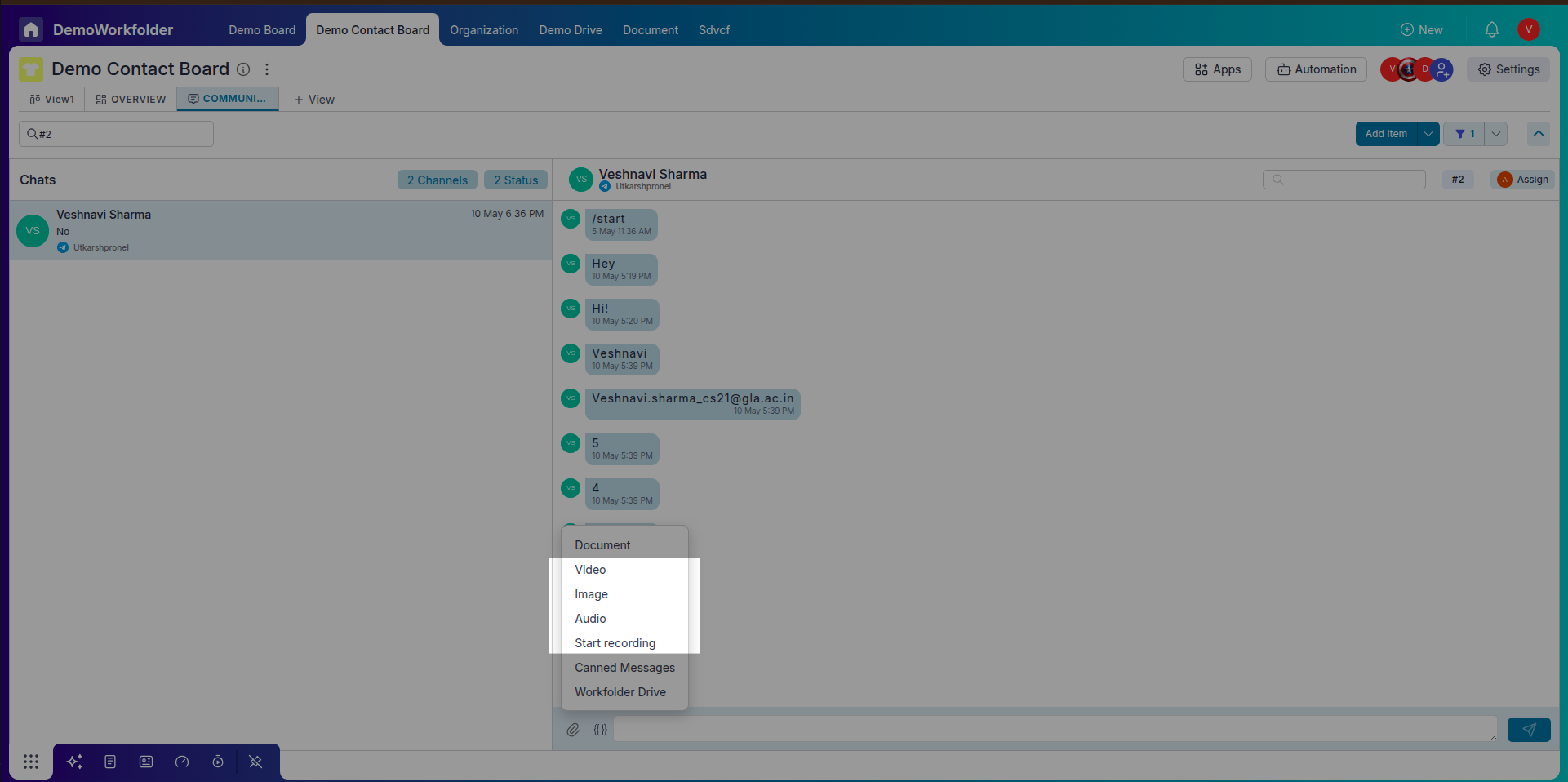 Attach files from your computer or WF Drive.