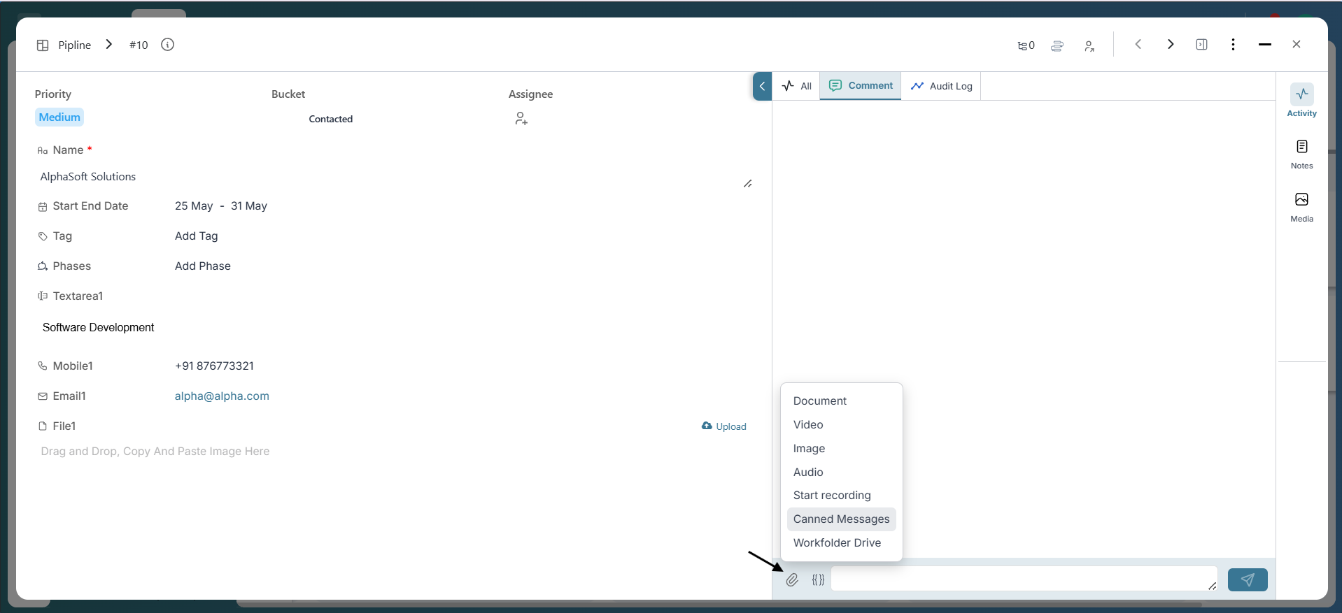 Attaching a Canned Message in Pronnel