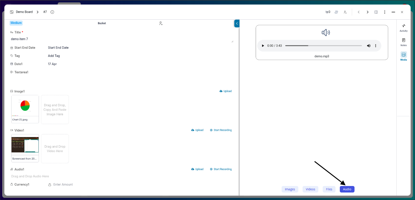 With different item attributes, we can capture needed information about the process, lead, contact or task.