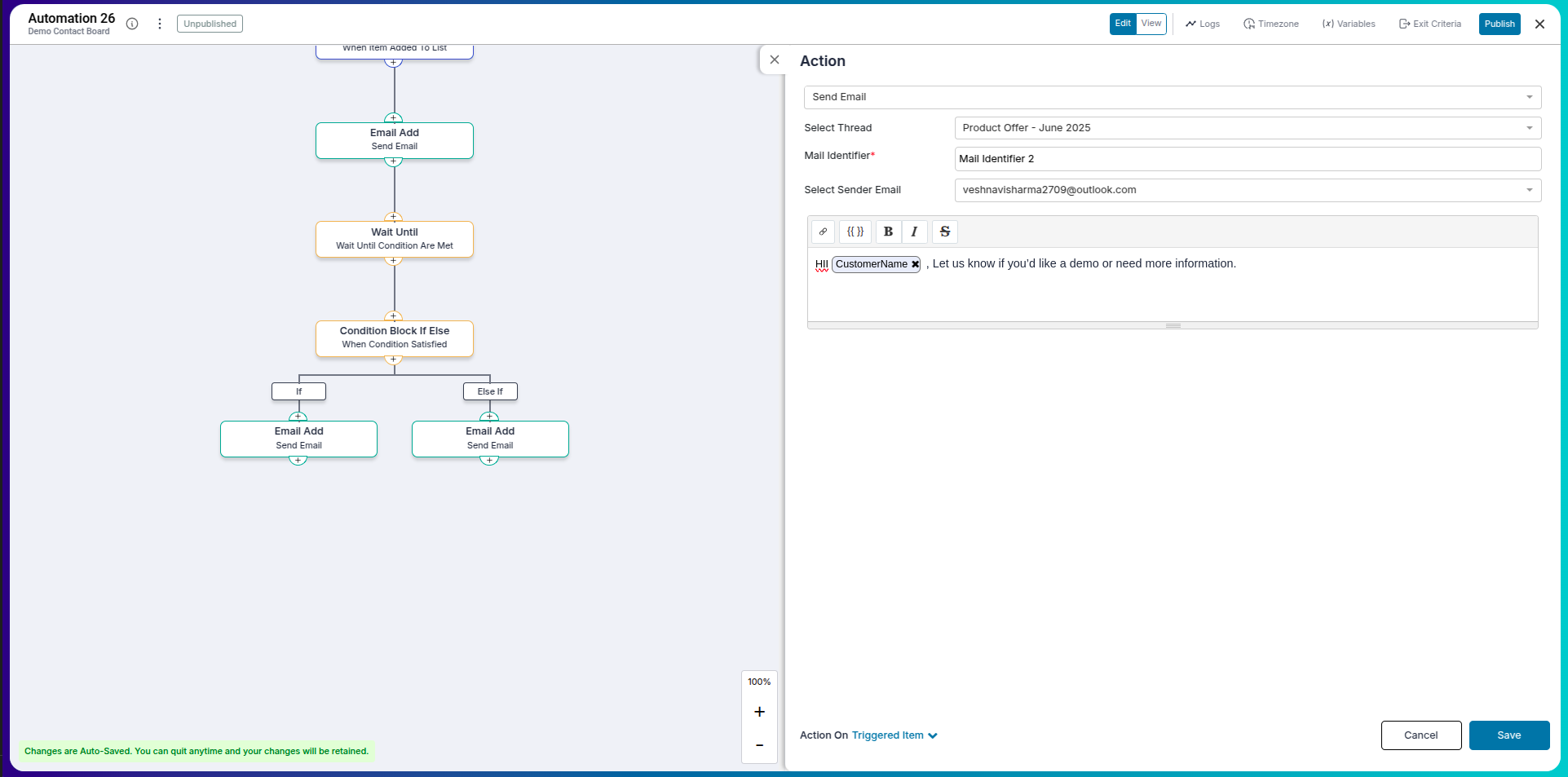 Conditional email logic