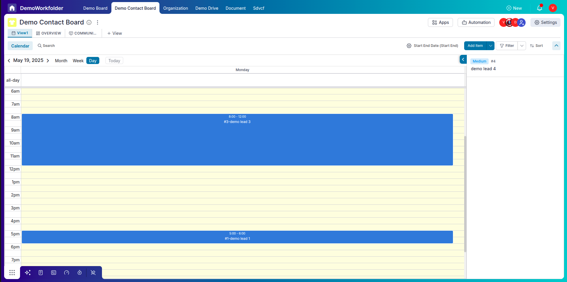 Calendar Day View with time slot layout