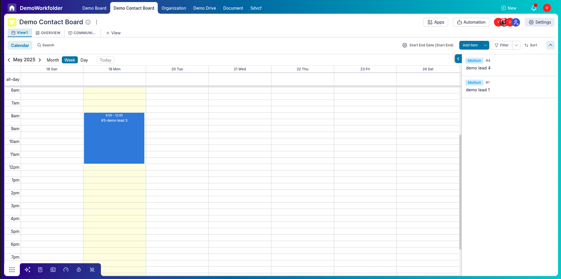 Calendar Week View with vertical layout
