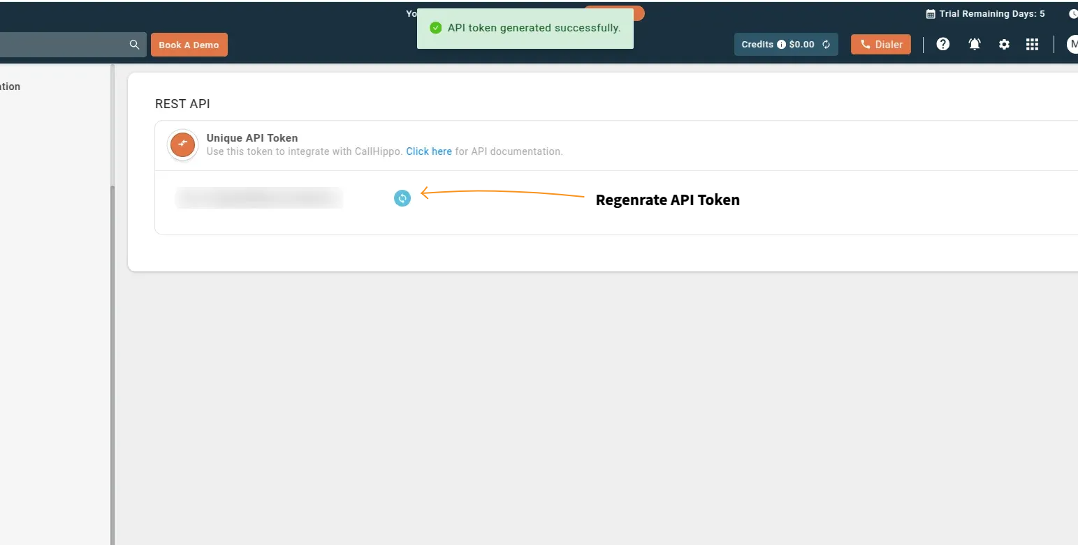 Generate API Token in CallHippo