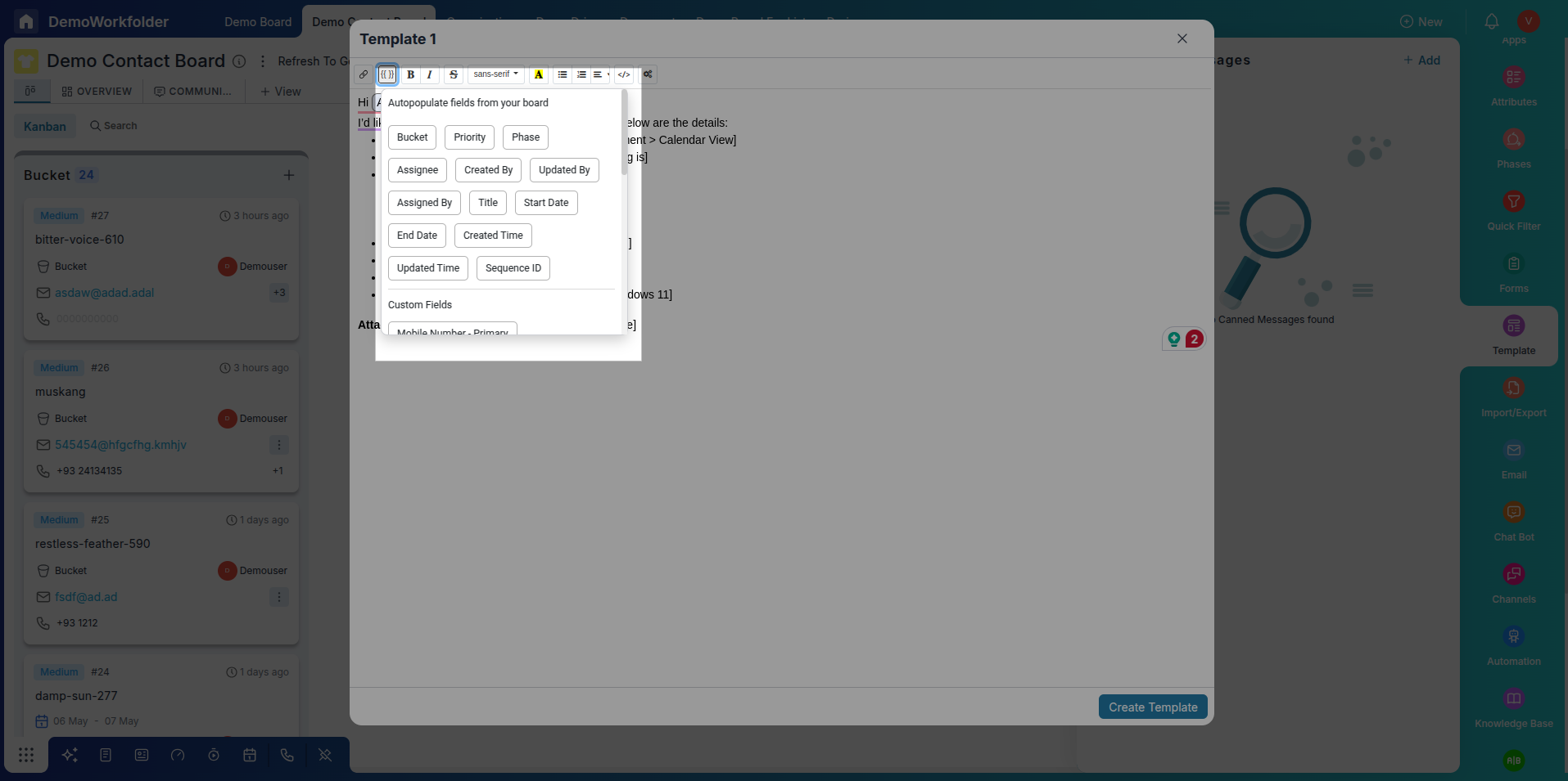 Use Fields and Formatting in Canned Message