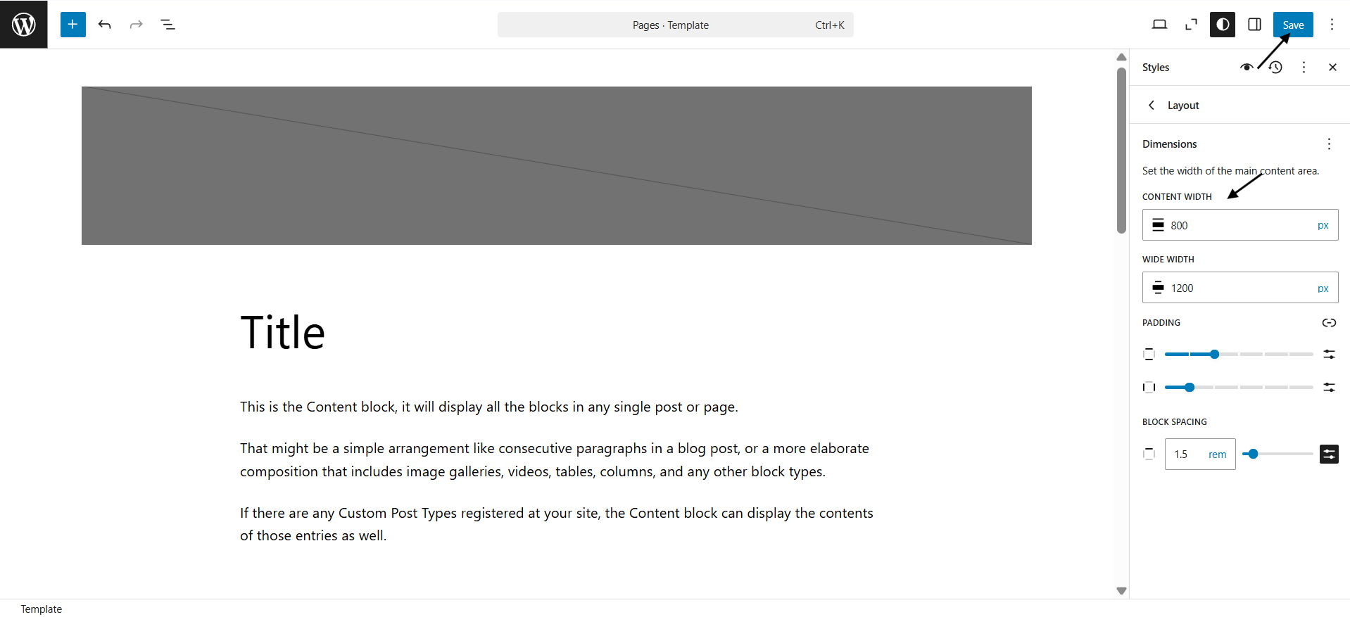 Changing form width in WordPress and saving the layout