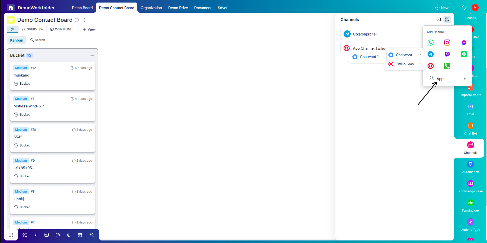 Create a communication channel in Pronnel