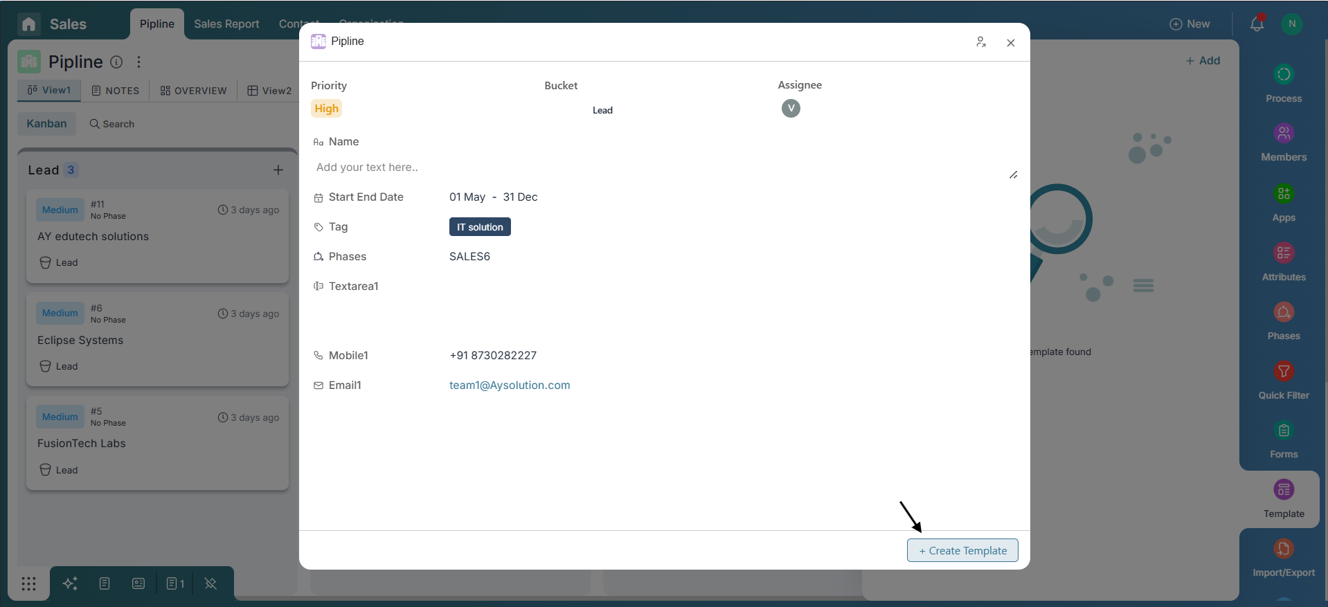 Create Item Template Screen in Pronnel