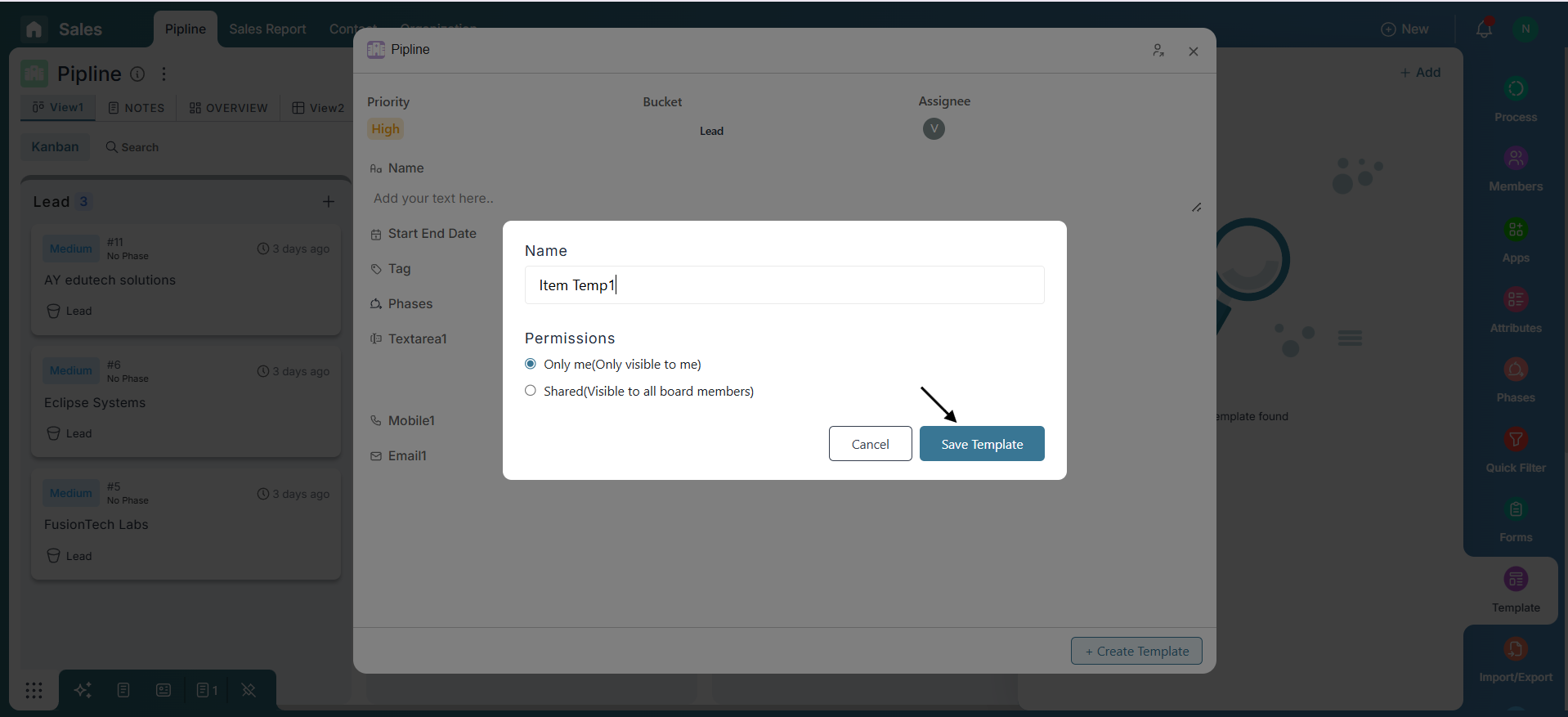 Finalizing Item Template in Pronnel