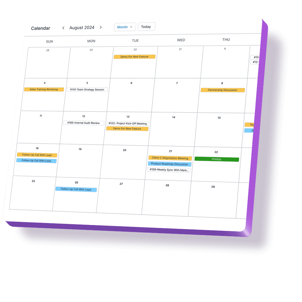 Calendar view showing scheduled appointments for efficient time management and planning.