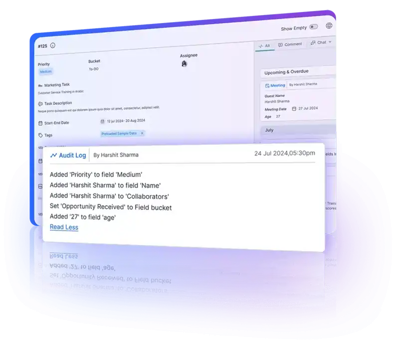 Audit logs and comments track changes and communication history for transparency and accountability.