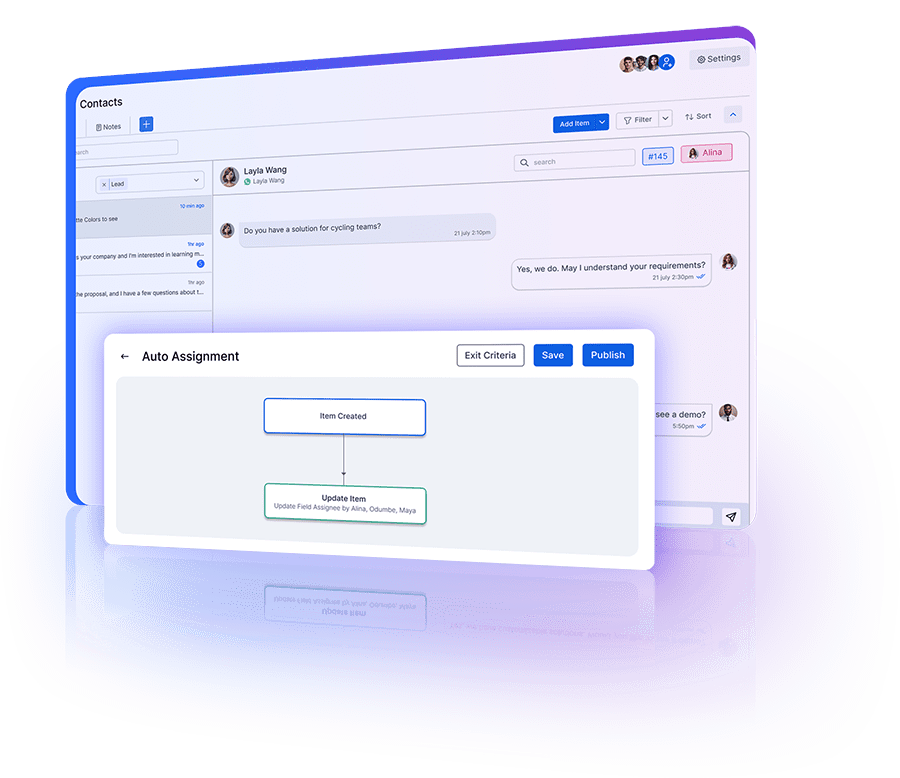 Automatic contact creation and task assignment within a centralized Universal Inbox.