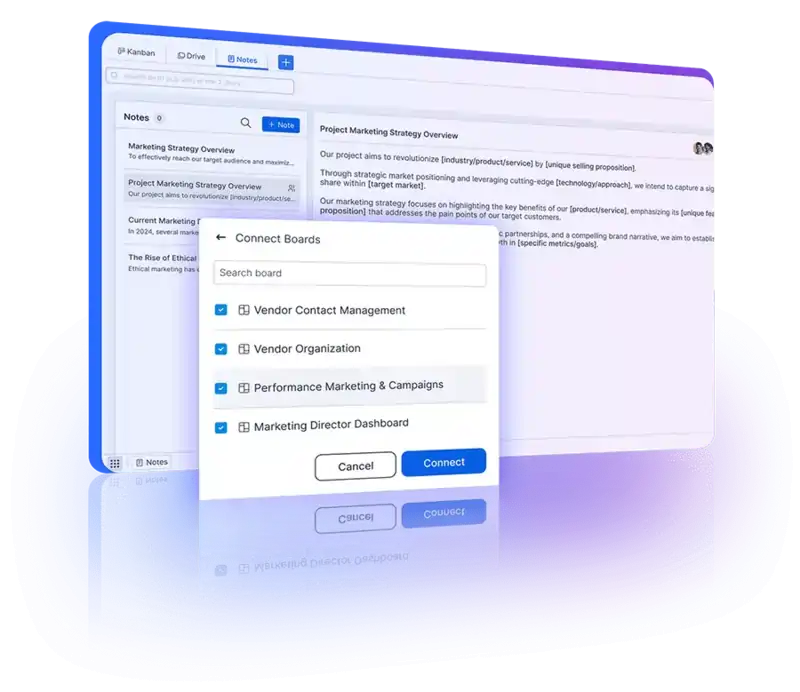 Board-level notes with shared access and collaboration features for effective teamwork.