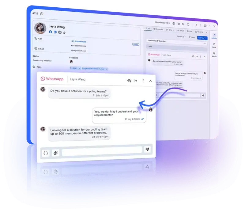 Centralized tracking of all customer activities in one Universal Inbox interface.