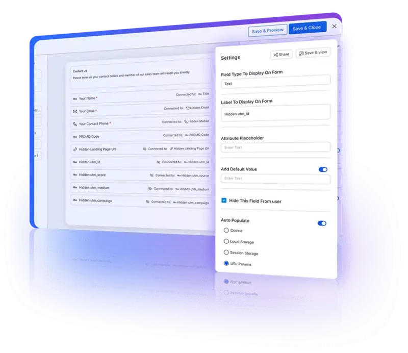 Capture hidden flelds like UTM, Cookie data, local storage all the while remaining GDPR Compliant