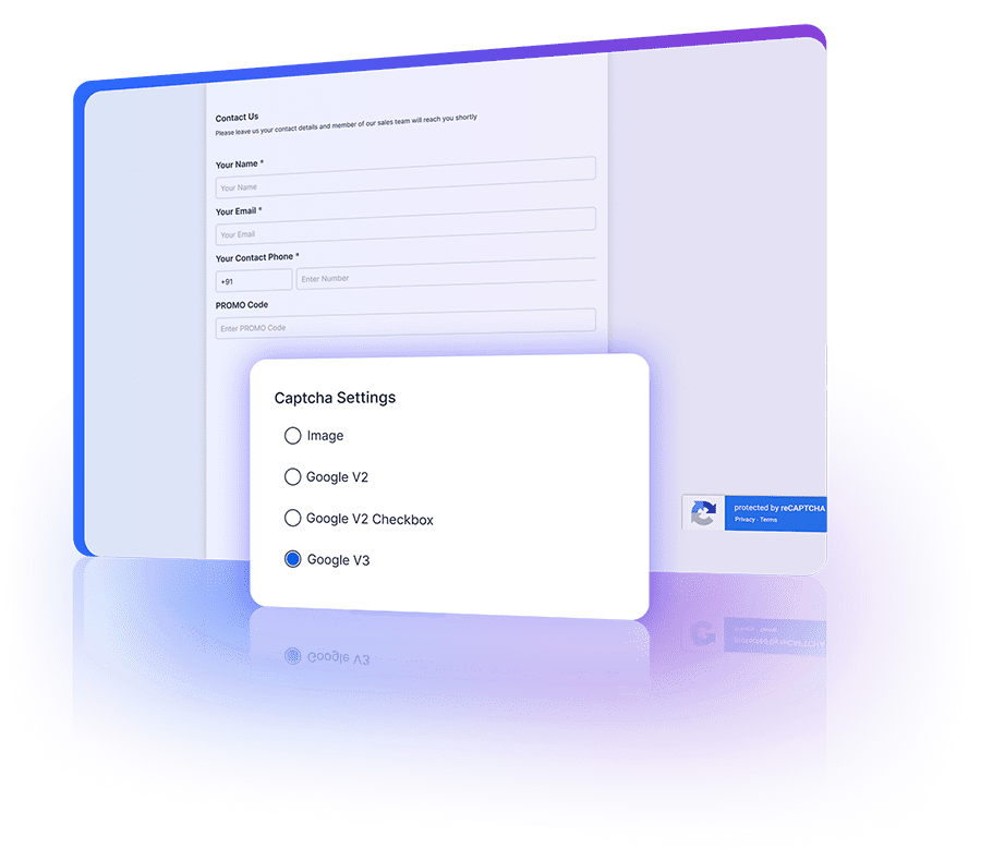 Advanced data security features in a webform, including captcha and login requirements.