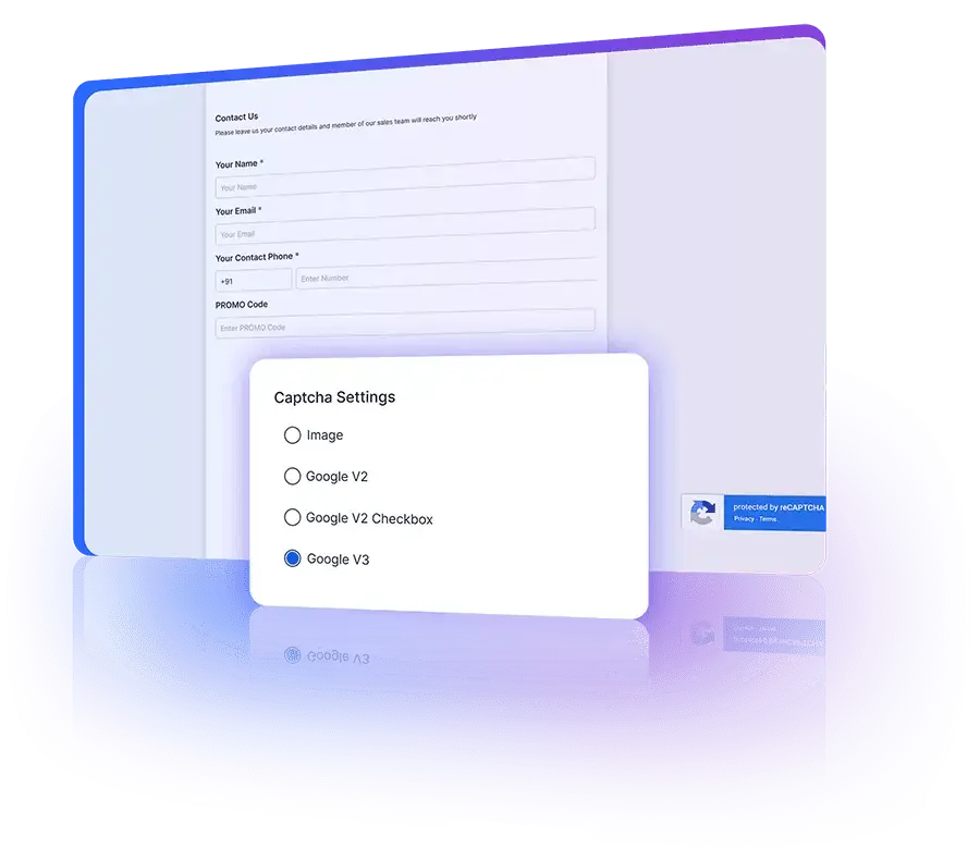 Advanced data security features in a webform, including captcha and login requirements.