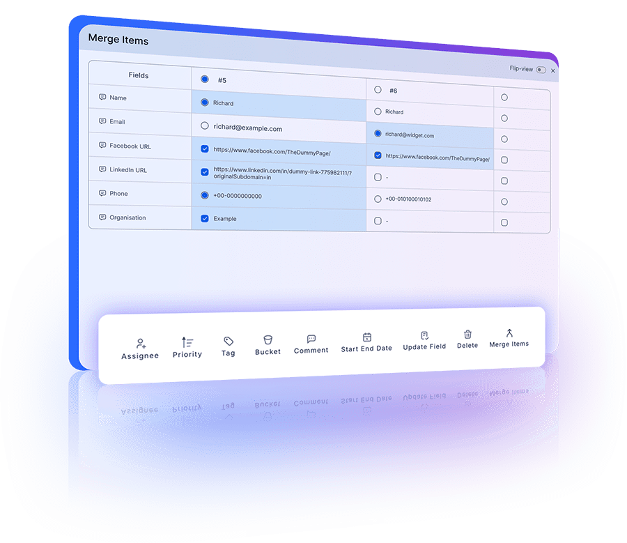 Duplicate detection and merging capabilities in contact management for data accuracy.