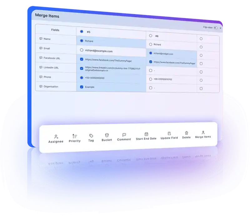 Duplicate detection and merging capabilities in contact management for data accuracy.