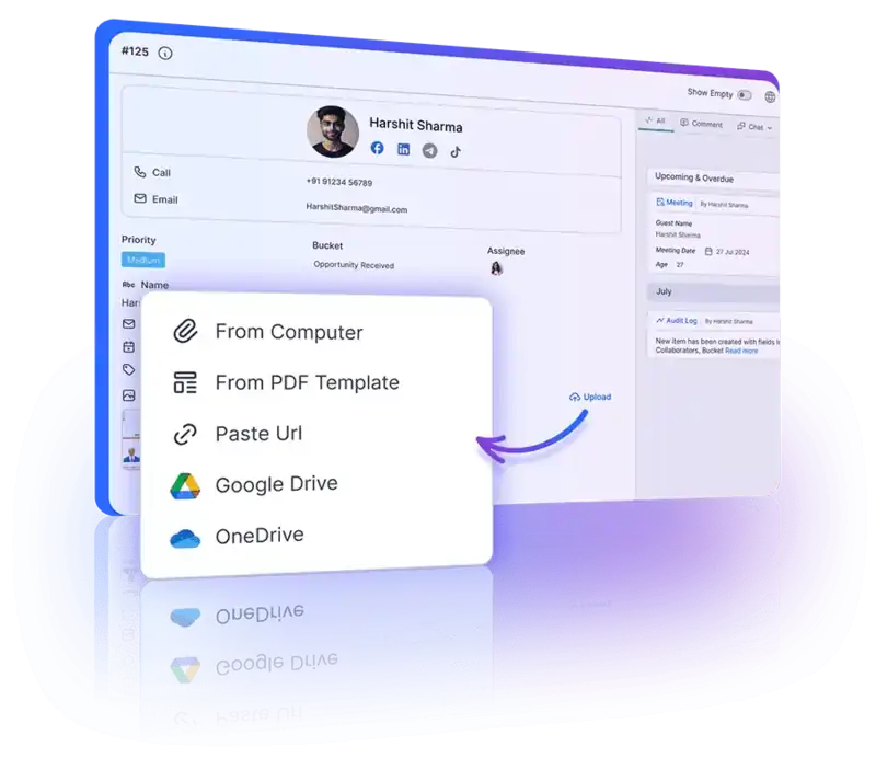 File and media integration supports comprehensive and efficient data management across the CRM.