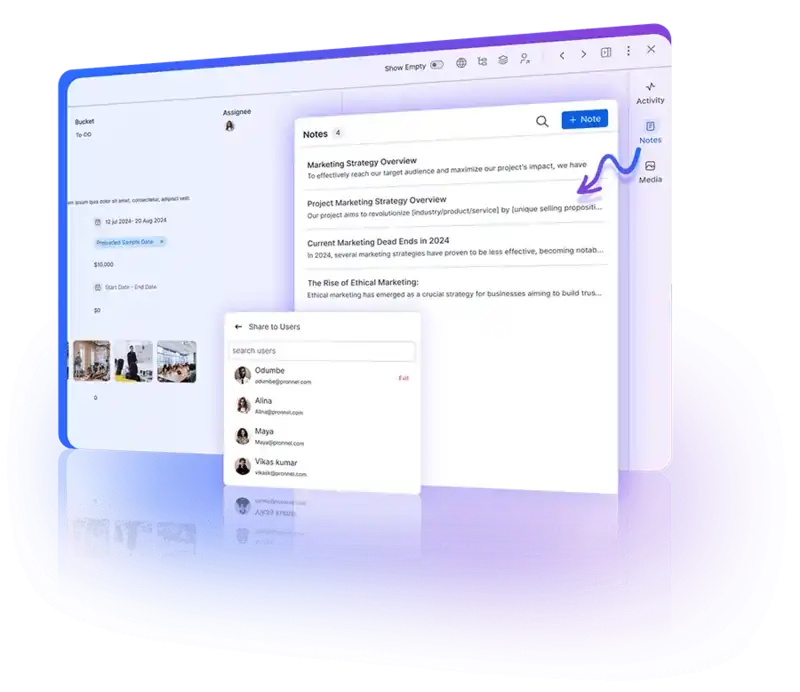 Item-specific notes showing context-specific documentation and collaboration features.