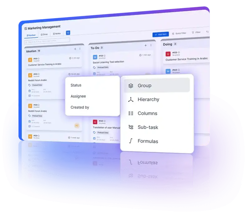 Kanban view displaying grouped leads for more efficient and organized management.