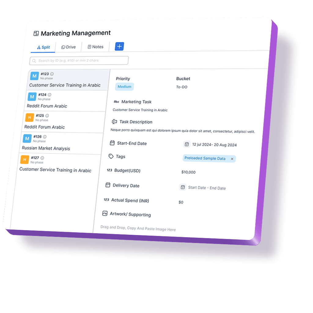 Multiple Views including Kanban, Grid, Calendar, Split, Activity, Inbox, and Overview