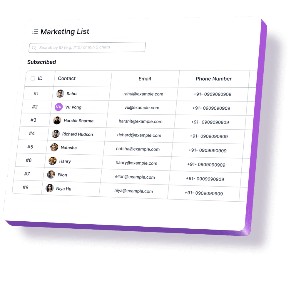 Create and manage dynamic and static target lists for effective segmentation of contacts and leads.