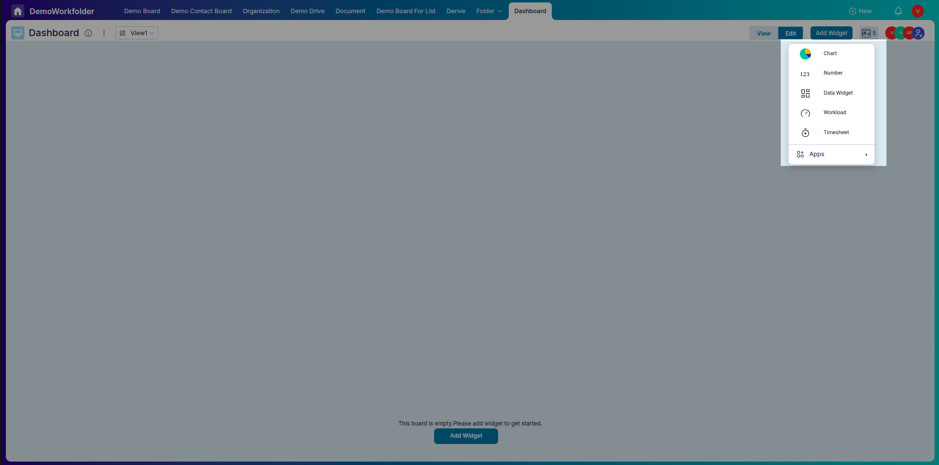 Widget Types in Dashboard