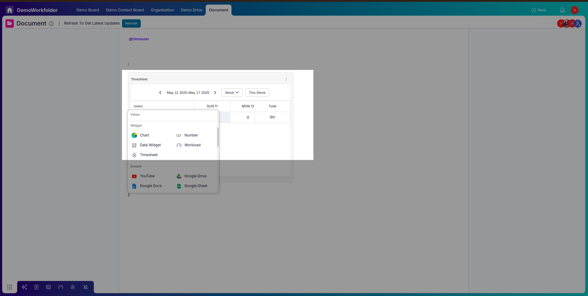 Add chart widget