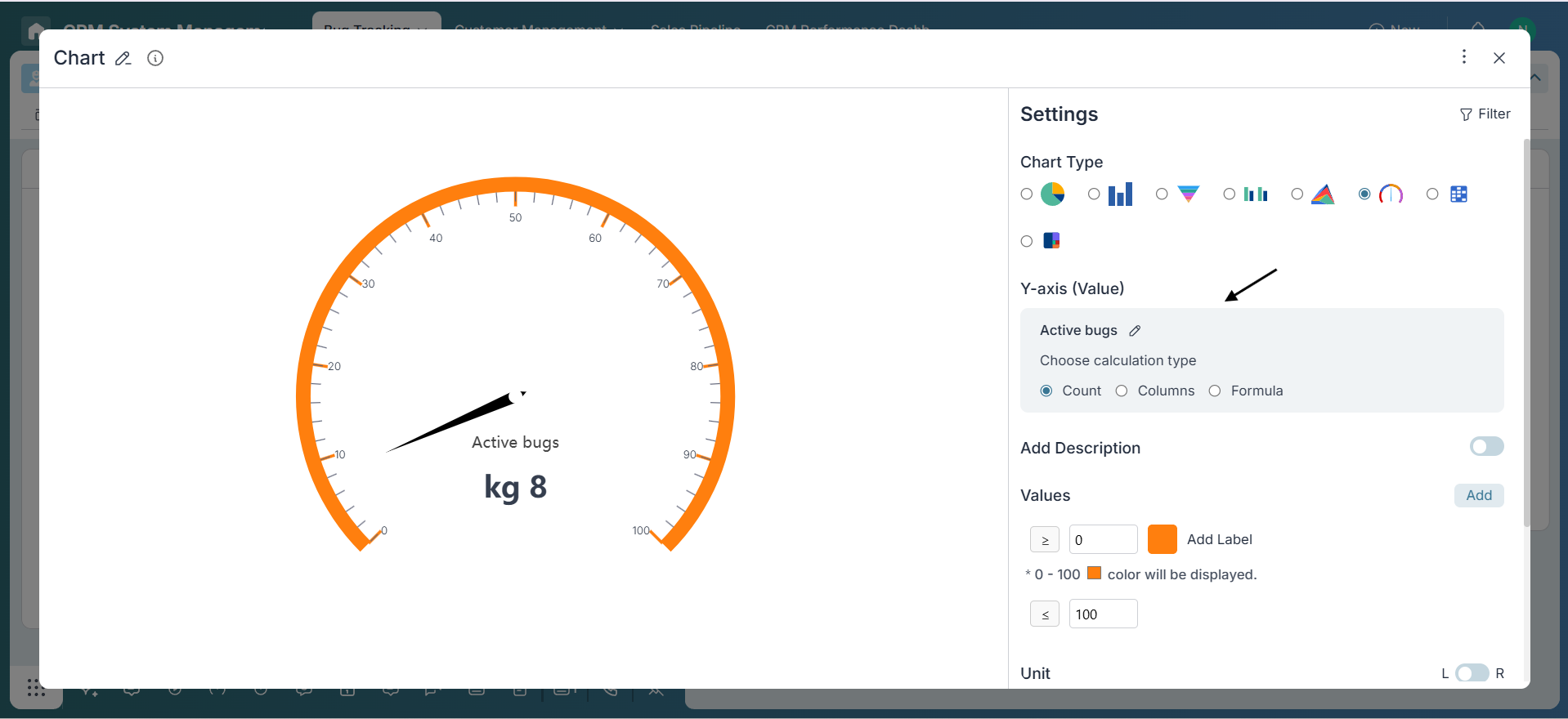Select Metric Value for Gauge Chart
