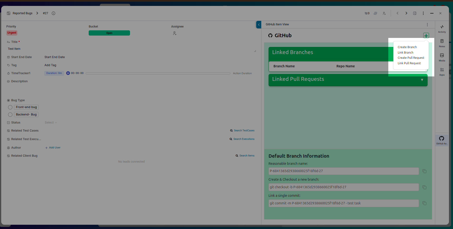 Creating a pull request from Pronnel item