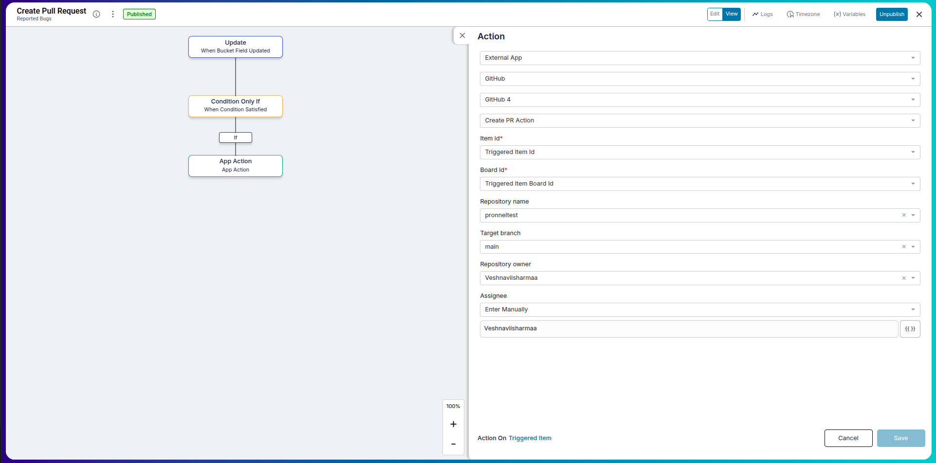 Choose external app for action