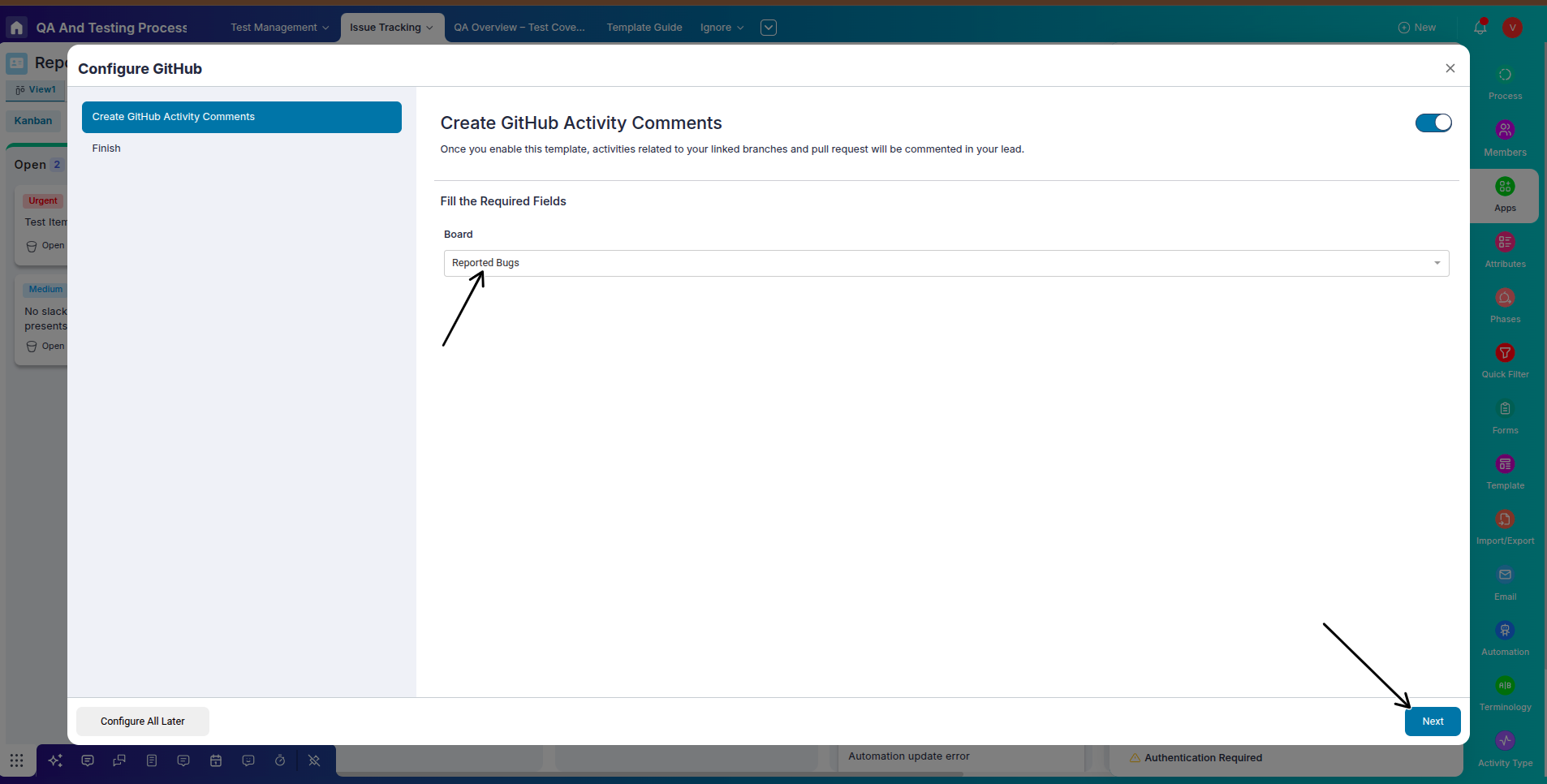 Select repository to connect in Pronnel