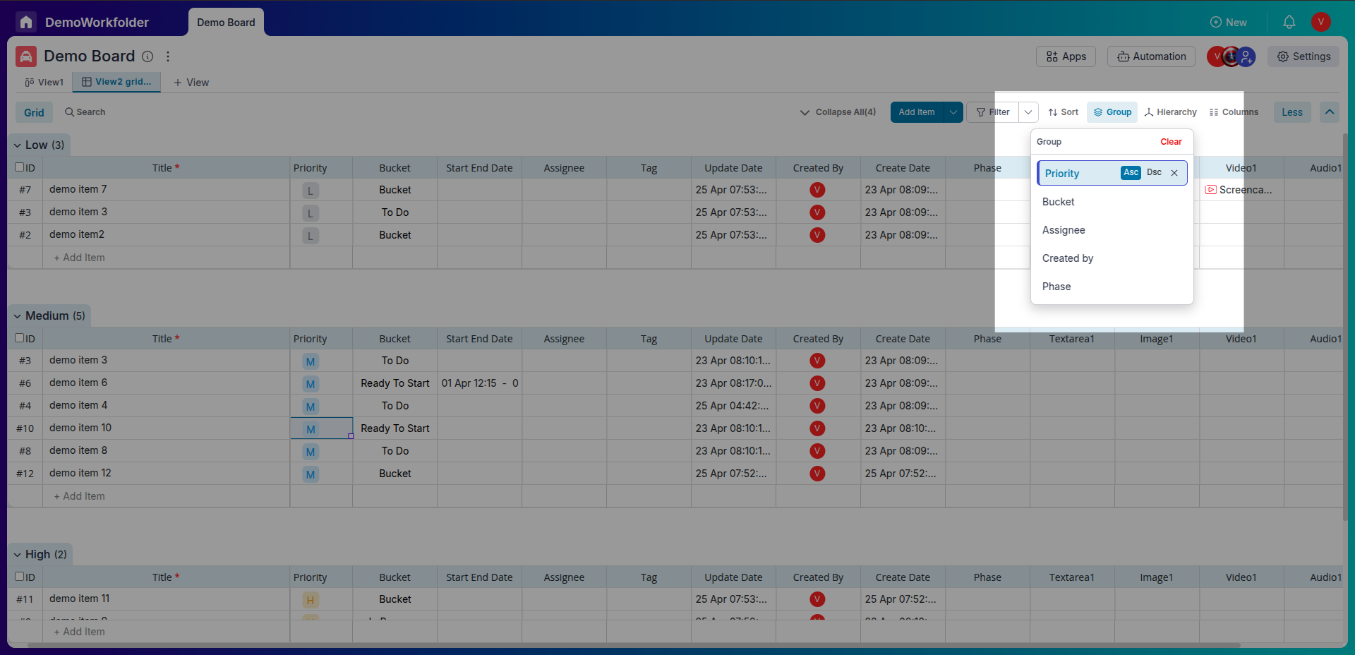 Group data in Grid View.