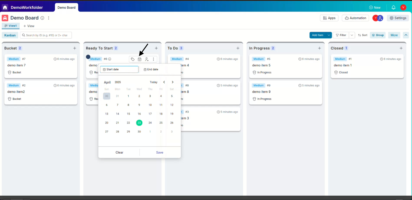 Setting a start date and an end date provides crucial information about each item's duration and expected completion.