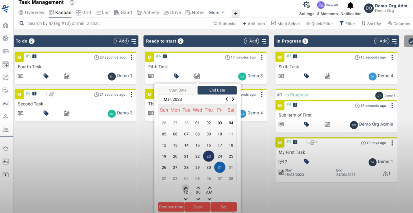 Pronnel allows you to include an optional time field and the date for more precise scheduling. This feature lets you define specific time slots for task start and end times