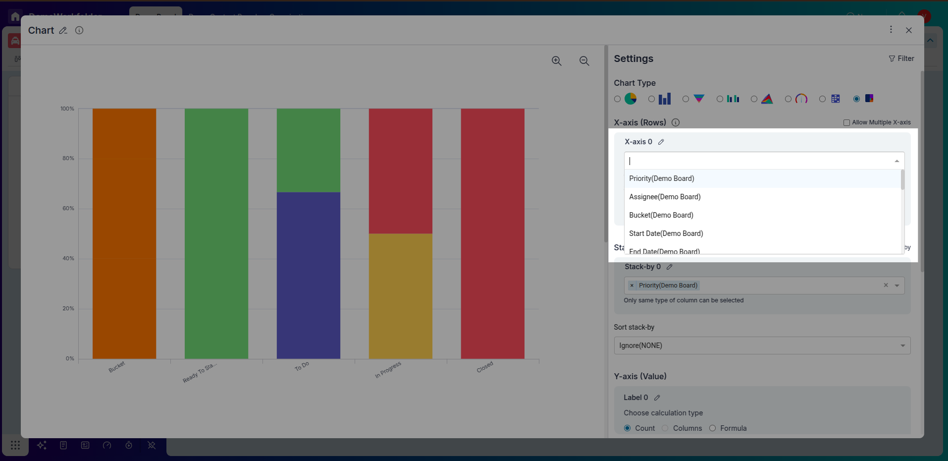 Configure x and y axis