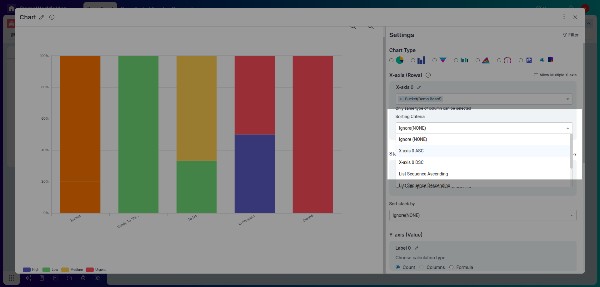 More settings allow you to sort the axis