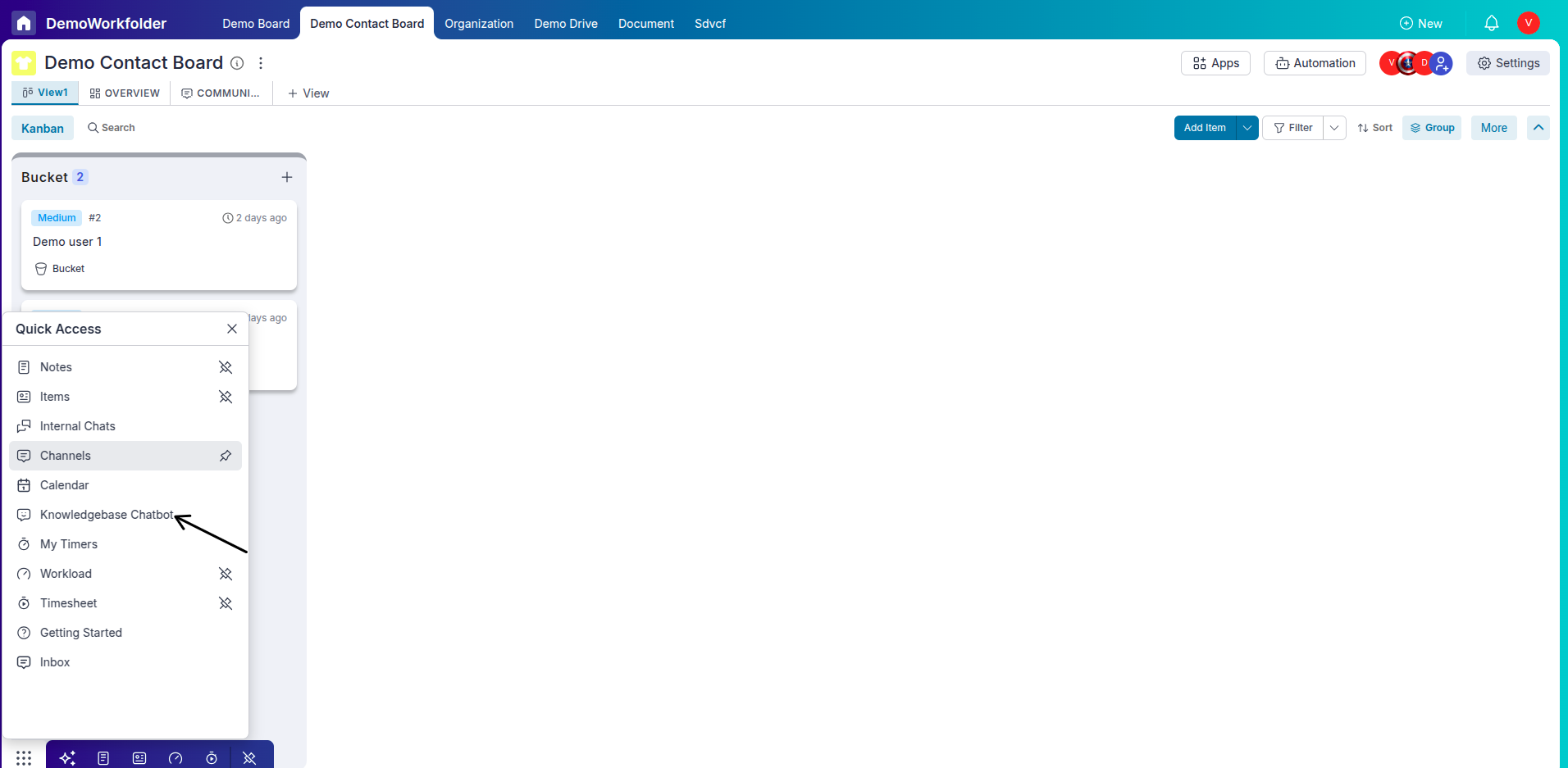 Internal chatbot settings