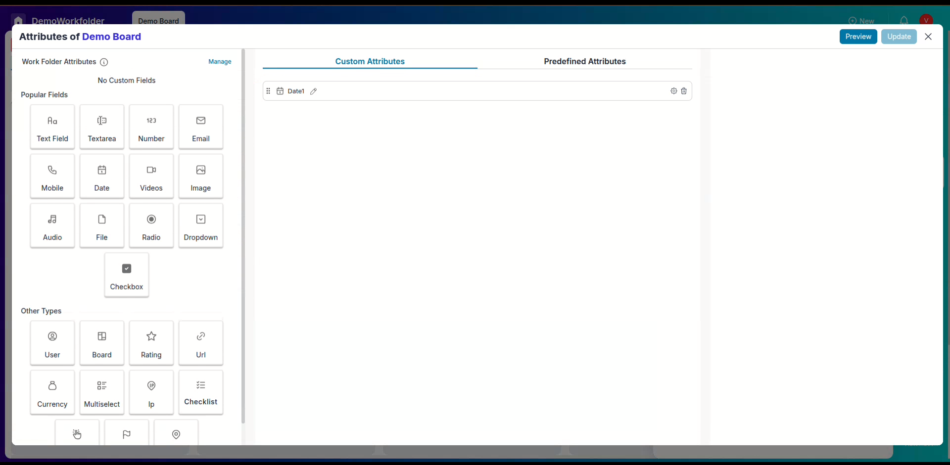 With different item attributes, we can capture needed information about the process, lead, contact or task.
