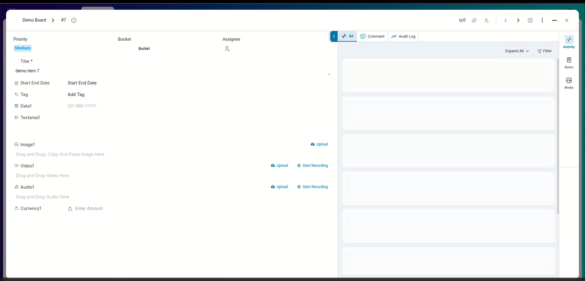 With different item attributes, we can capture needed information about the process, lead, contact or task.