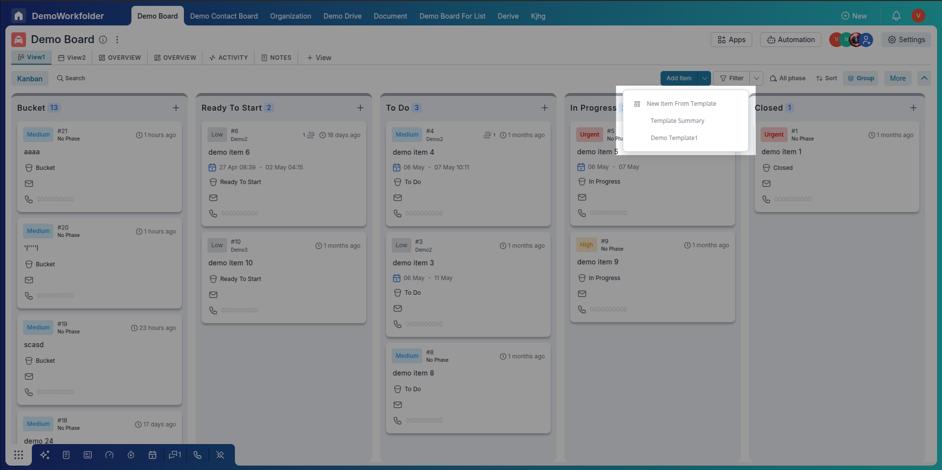Using Item Template via Add Item Dropdown