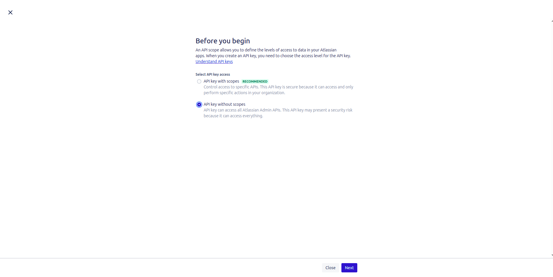 Create a new API key