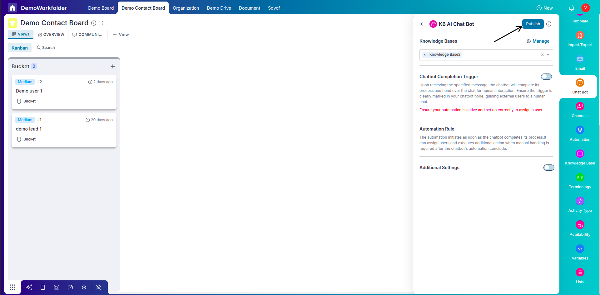 Knowledge Base AI chatbot configuration