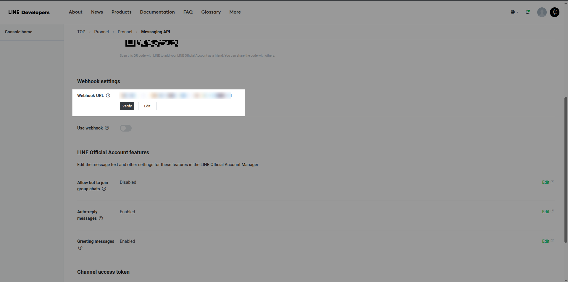 Add webhook url obtained in previous step