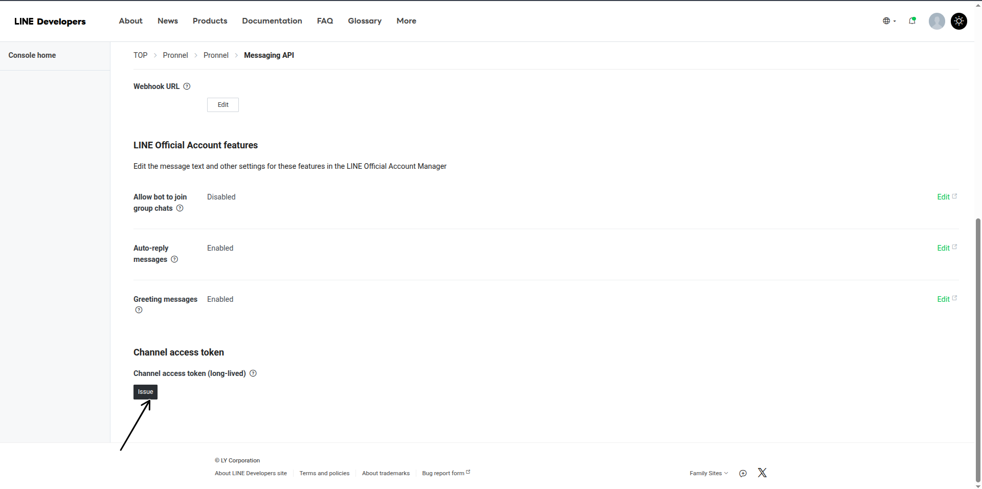 Issue a channel access token