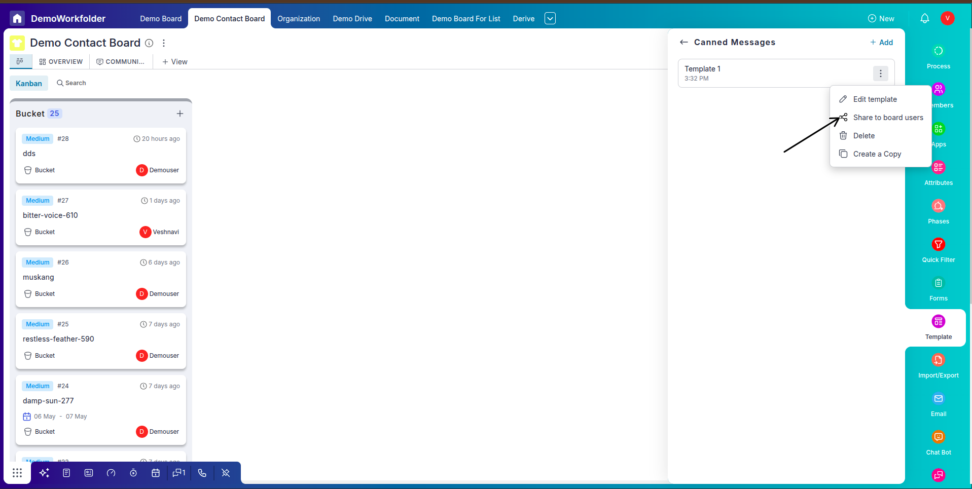 Manager creating shared canned message