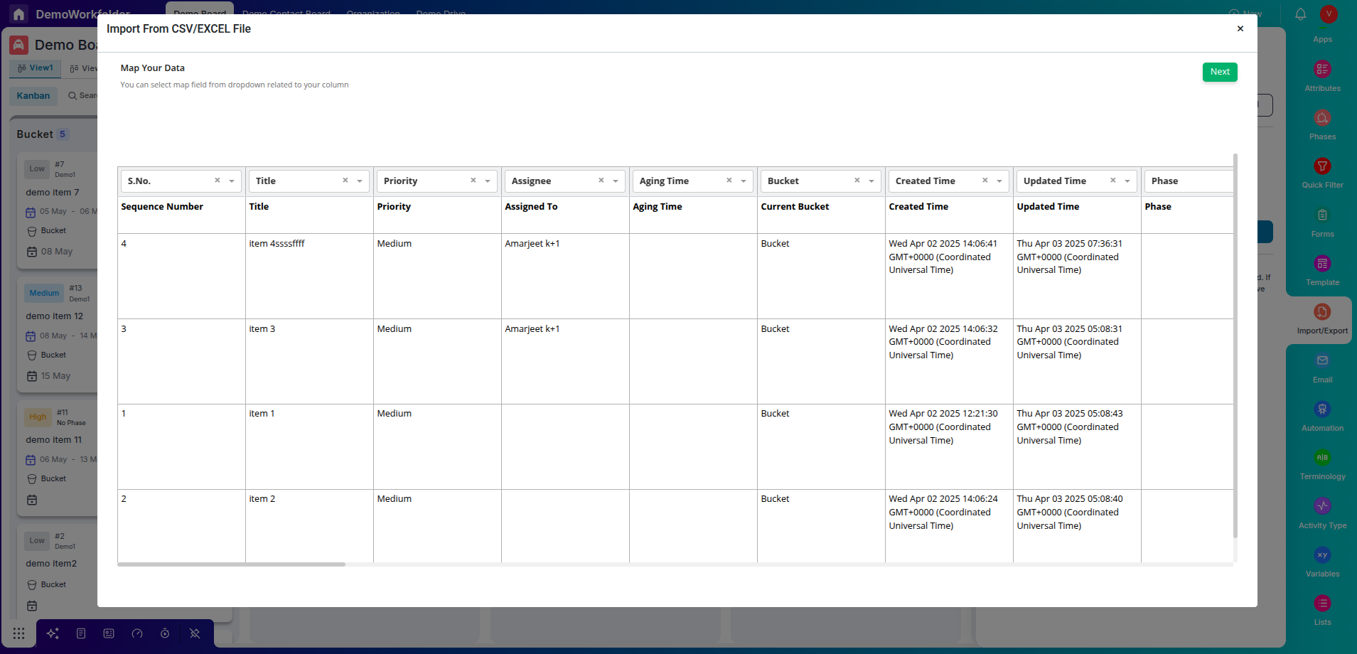 Map Excel Columns